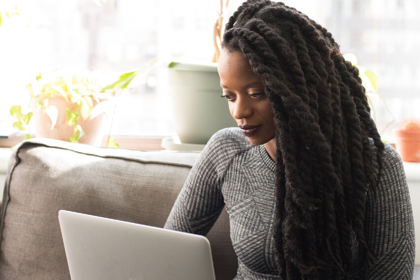 accountant at home with laptop