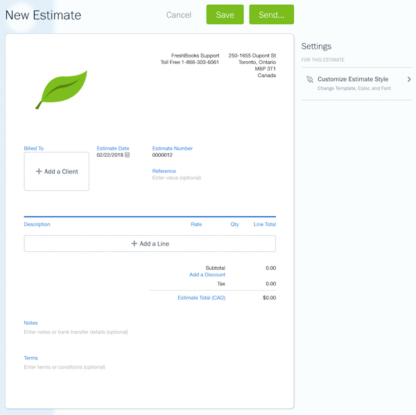 example of an estimate