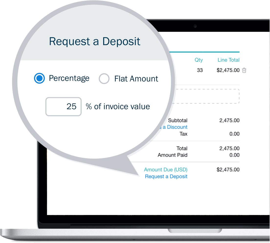 Request a deposit payment
